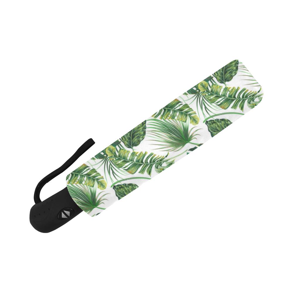 Green Pattern Tropical Palm Automatic Foldable Umbrella