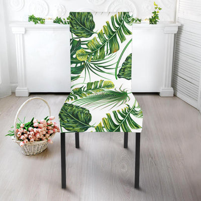 Green Pattern Tropical Palm Leaves Dining Chair Slipcover-JORJUNE.COM