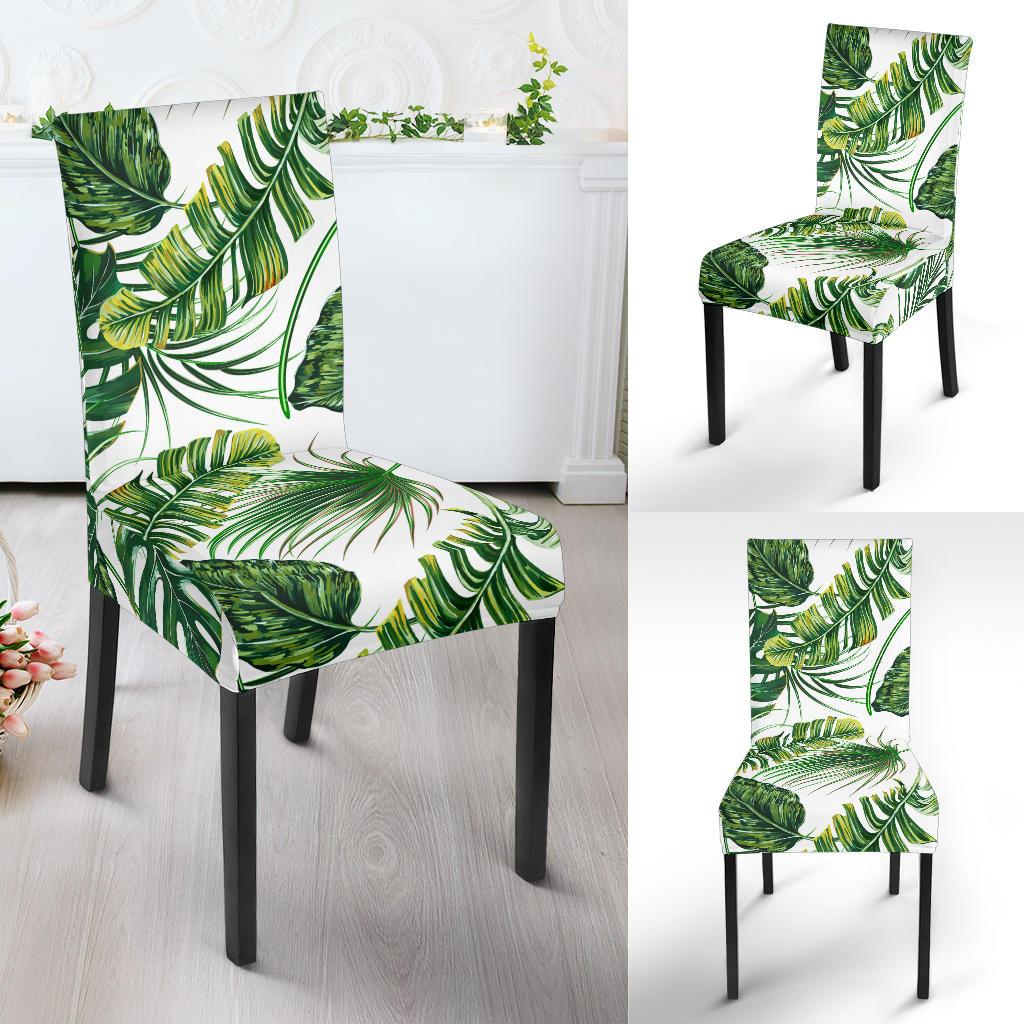 Green Pattern Tropical Palm Leaves Dining Chair Slipcover-JORJUNE.COM