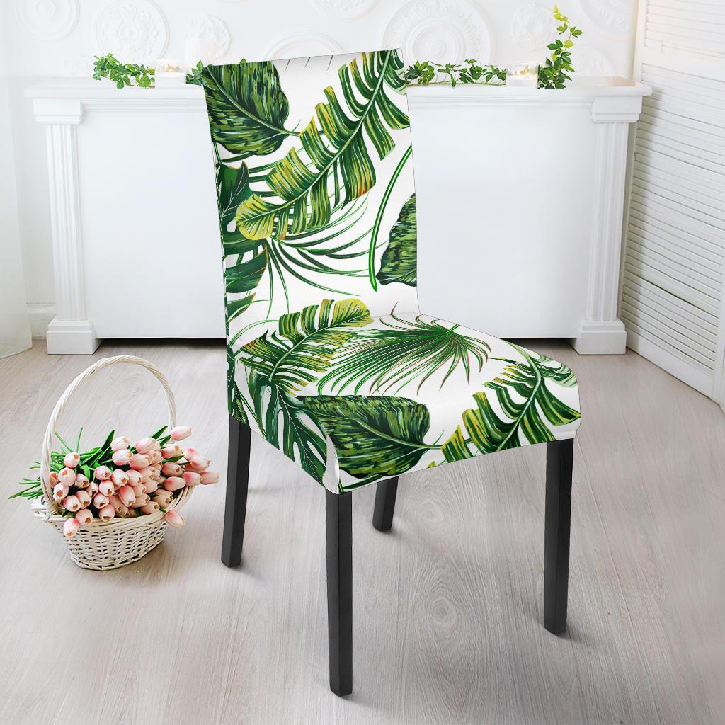 Green Pattern Tropical Palm Leaves Dining Chair Slipcover-JORJUNE.COM