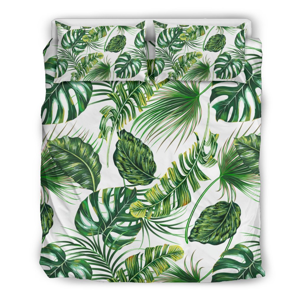 Green Pattern Tropical Palm Leaves Duvet Cover Bedding Set