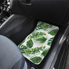 Green Pattern Tropical Palm Leaves Front and Back Car Floor Mats