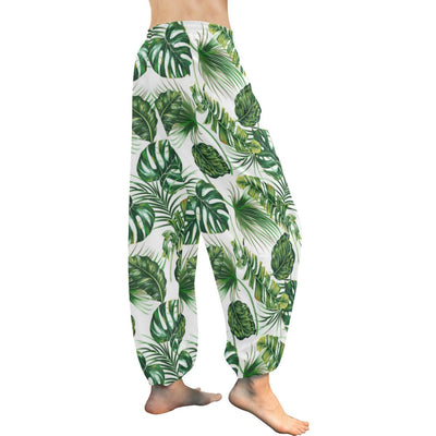 Green Pattern Tropical Palm Leaves Harem Pants