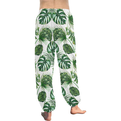 Green Pattern Tropical Palm Leaves Harem Pants