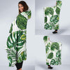 Green Pattern Tropical Palm Leaves Hooded Blanket-JORJUNE.COM