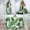 Green Pattern Tropical Palm Leaves Hooded Blanket-JORJUNE.COM