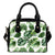 Green Pattern Tropical Palm Leaves Leather Shoulder Handbag