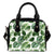 Green Pattern Tropical Palm Leaves Leather Shoulder Handbag