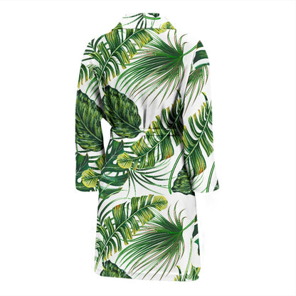 Green Pattern Tropical Palm Leaves Men Bath Robe