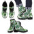 Green Pattern Tropical Palm Leaves Men Leather Boots