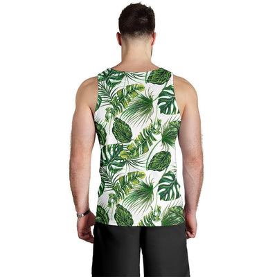 Green Pattern Tropical Palm Leaves Men Tank Top