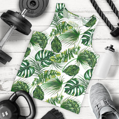 Green Pattern Tropical Palm Leaves Men Tank Top