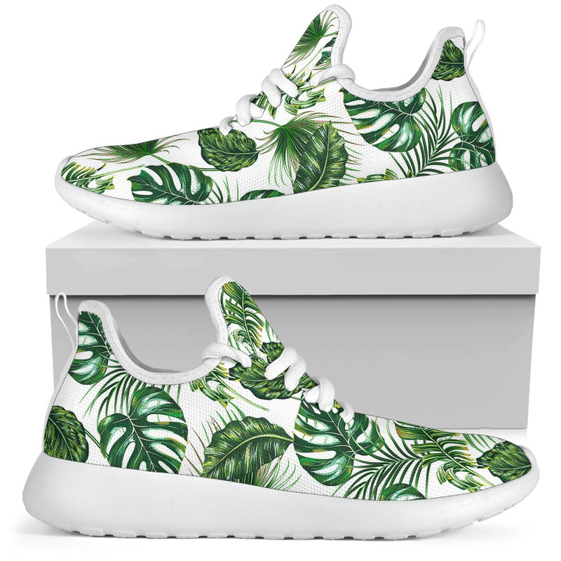 Green Pattern Tropical Palm Leaves Mesh Knit Sneakers Shoes