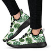 Green Pattern Tropical Palm Leaves Mesh Knit Sneakers Shoes