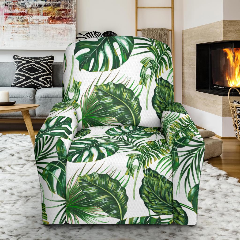 Green Pattern Tropical Palm Leaves Recliner Slipcover-JORJUNE.COM