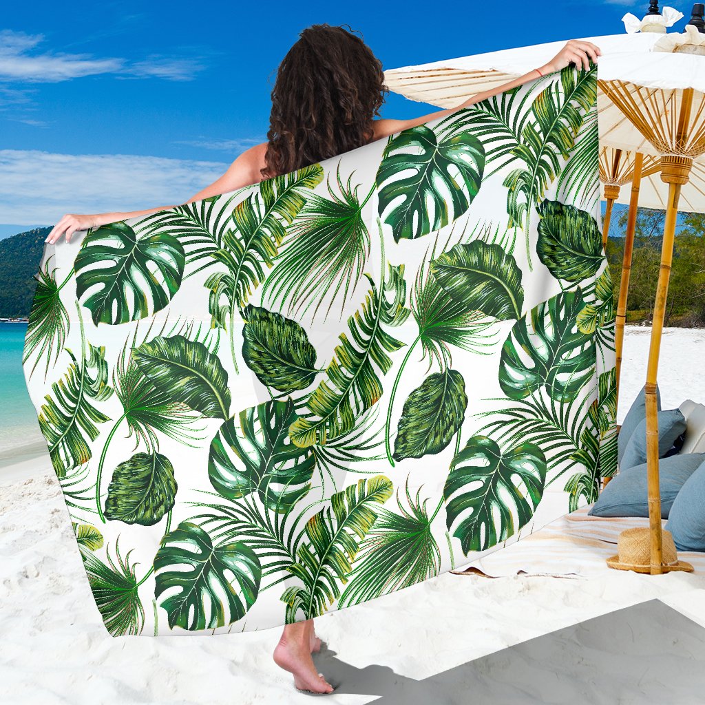 Green Pattern Tropical Palm Leaves Sarong Pareo Wrap