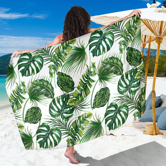 Green Pattern Tropical Palm Leaves Sarong Pareo Wrap