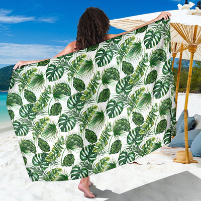 Green Pattern Tropical Palm Leaves Beach Sarong Pareo Wrap