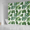 Green Pattern Tropical Palm Leaves Shower Curtain