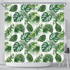 Green Pattern Tropical Palm Leaves Shower Curtain