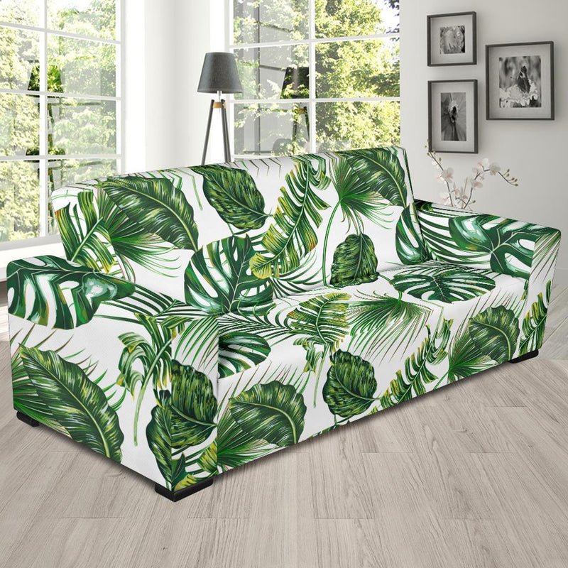 Green Pattern Tropical Palm Leaves Sofa Slipcover-JORJUNE.COM