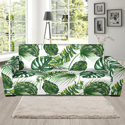 Green Pattern Tropical Palm Leaves Sofa Slipcover-JORJUNE.COM