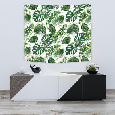 Green Pattern Tropical Palm Leaves Tapestry