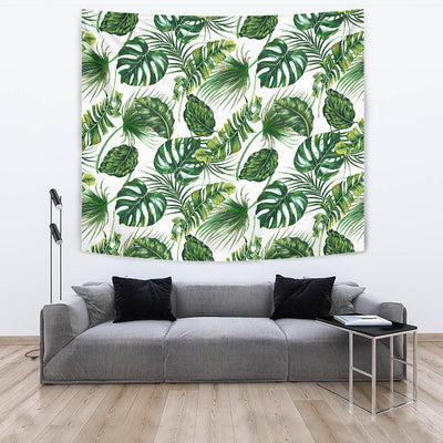 Green Pattern Tropical Palm Leaves Tapestry