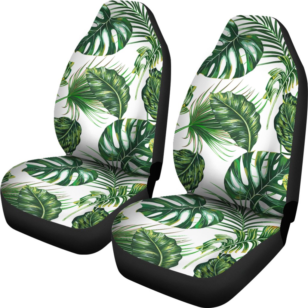 Green Pattern Tropical Palm Leaves Universal Fit Car Seat Covers