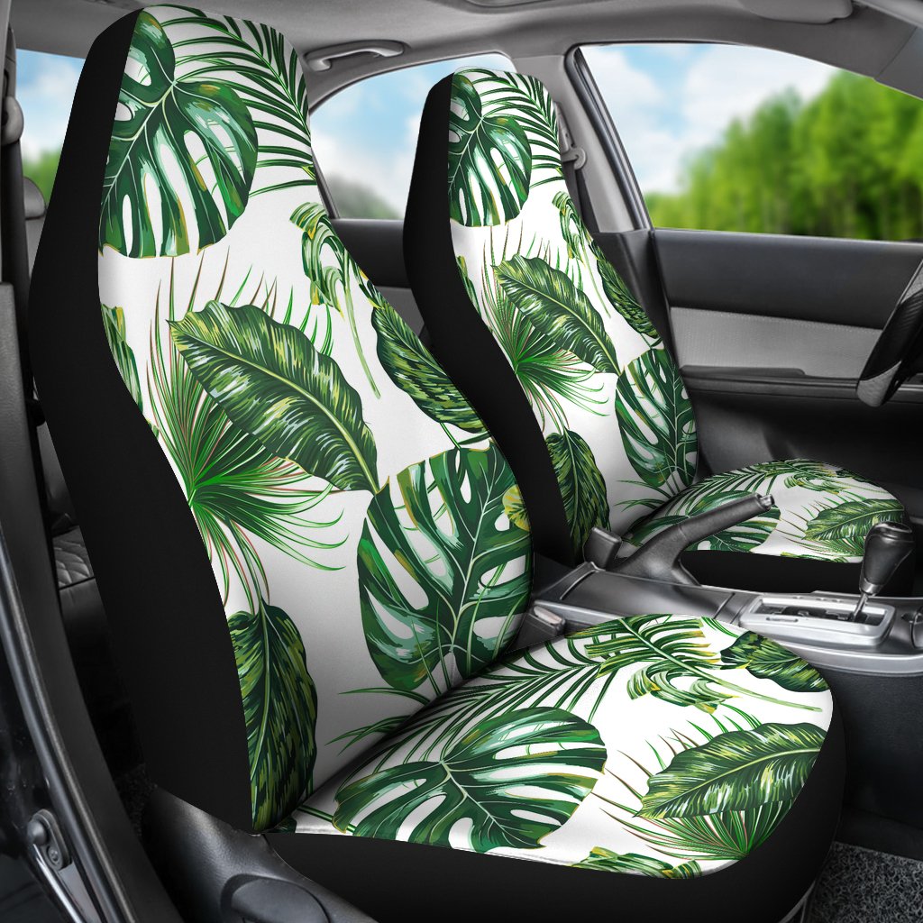 Green Pattern Tropical Palm Leaves Universal Fit Car Seat Covers