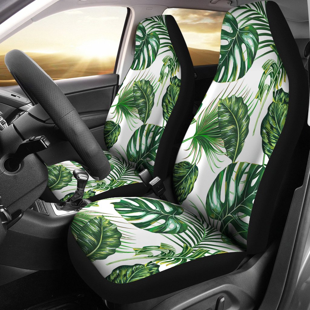 Green Pattern Tropical Palm Leaves Universal Fit Car Seat Covers