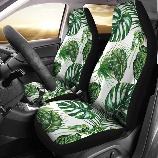 Green Pattern Tropical Palm Leaves Universal Fit Car Seat Covers