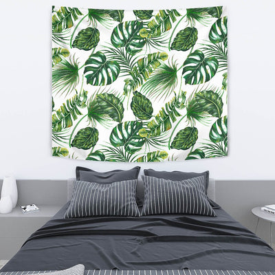 Green Pattern Tropical Palm Leaves Wall Tapestry