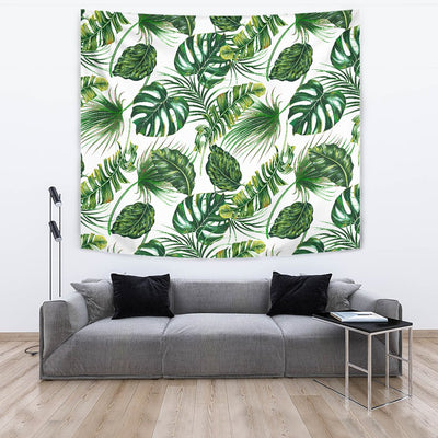 Green Pattern Tropical Palm Leaves Wall Tapestry