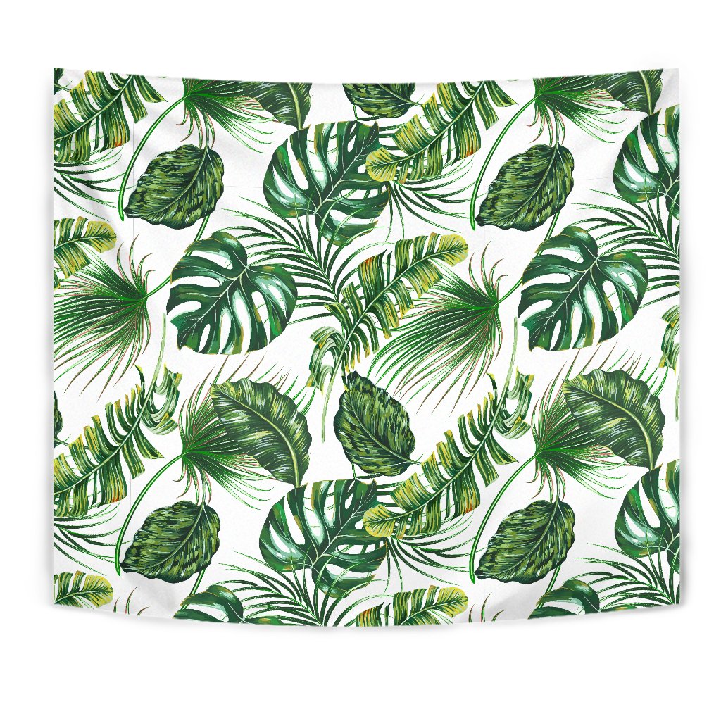 Green Pattern Tropical Palm Leaves Wall Tapestry