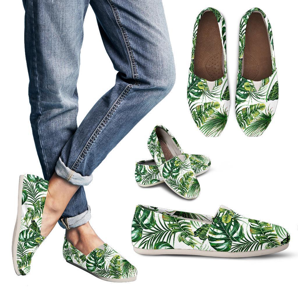 Green Pattern Tropical Palm Leaves Women Casual Shoes-JorJune.com