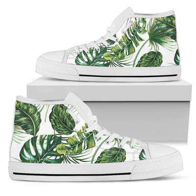 Green Pattern Tropical Palm Leaves Women High Top Shoes