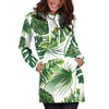 Green Pattern Tropical Palm Leaves Women Hoodie Dress