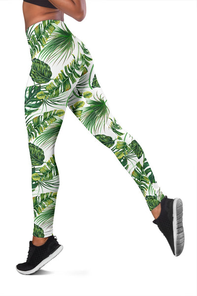 Green Pattern Tropical Palm Leaves Women Leggings