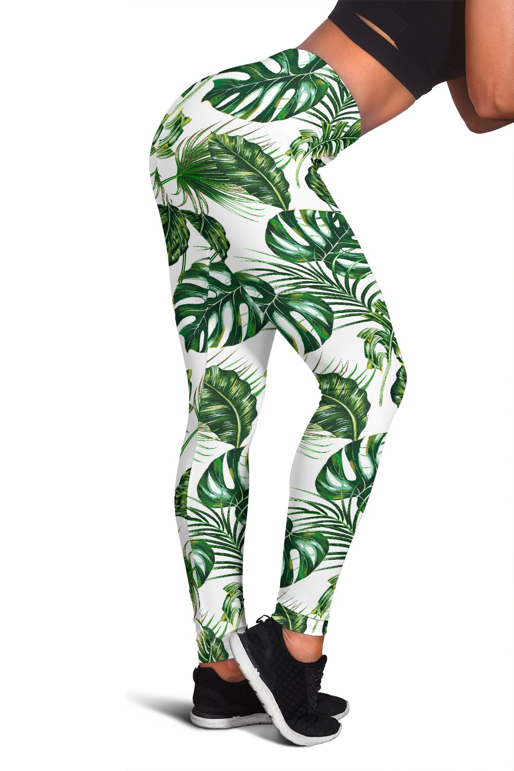 Green Pattern Tropical Palm Leaves Women Leggings