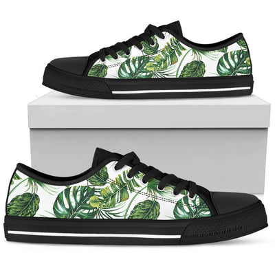 Green Pattern Tropical Palm Leaves Women Low Top Shoes