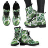 Green Pattern Tropical Palm Leaves Women & Men Leather Boots