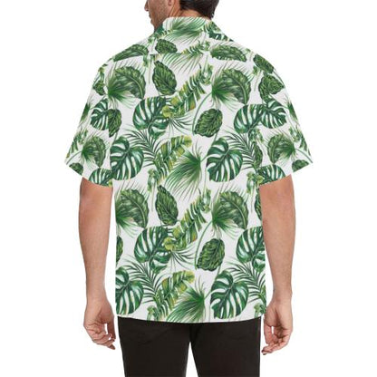 Green Pattern Tropical Palm Men Hawaiian Shirt
