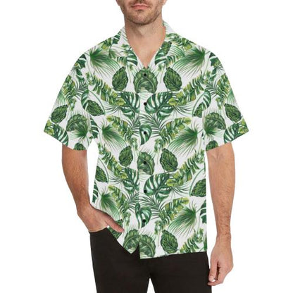 Green Pattern Tropical Palm Men Hawaiian Shirt