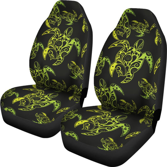 Green Tribal Turtle Polynesian Themed Universal Fit Car Seat Covers
