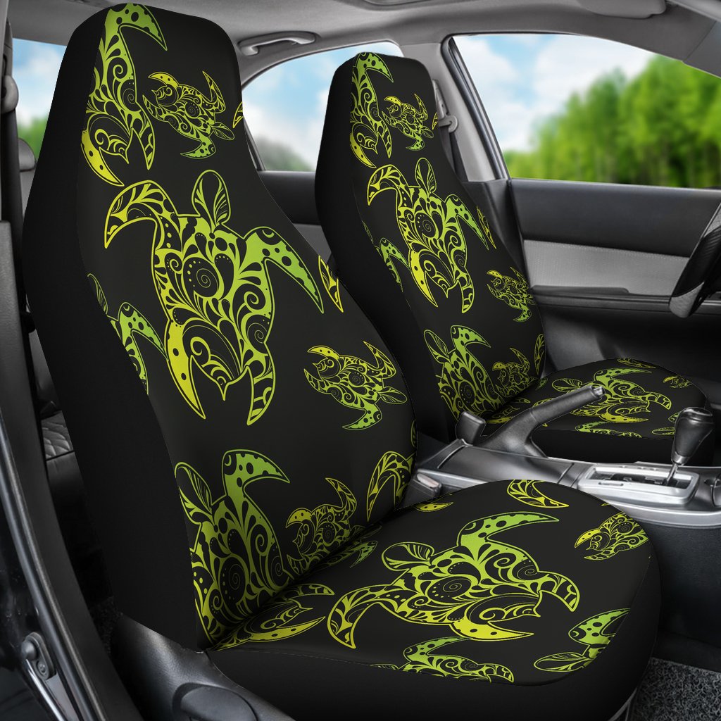 Green Tribal Turtle Polynesian Themed Universal Fit Car Seat Covers