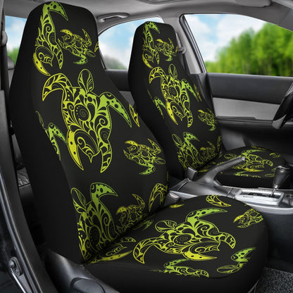 Green Tribal Turtle Polynesian Themed Universal Fit Car Seat Covers