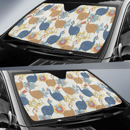 Guinea Fowl Pattern Print Design 01 Car Sun Shade-JORJUNE.COM