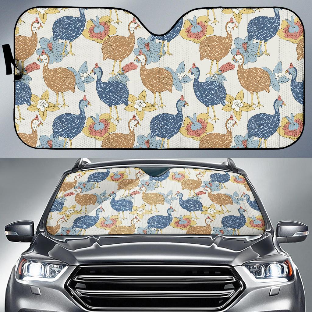 Guinea Fowl Pattern Print Design 01 Car Sun Shade-JORJUNE.COM