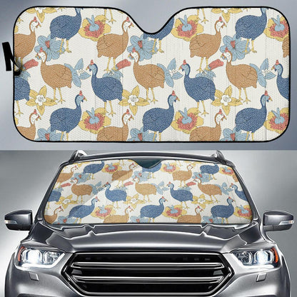 Guinea Fowl Pattern Print Design 01 Car Sun Shade-JORJUNE.COM